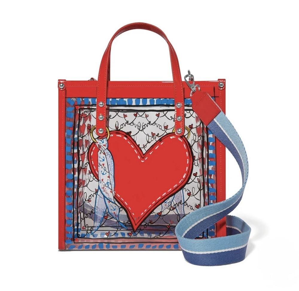 Brighton Love Graphic Clear Vinyl Tote — Red Blue Coastal Prep Concert Festival